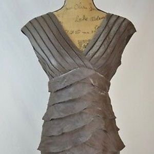 Adrianna Papell Long Ruffle Tiered  Shimmer Dress